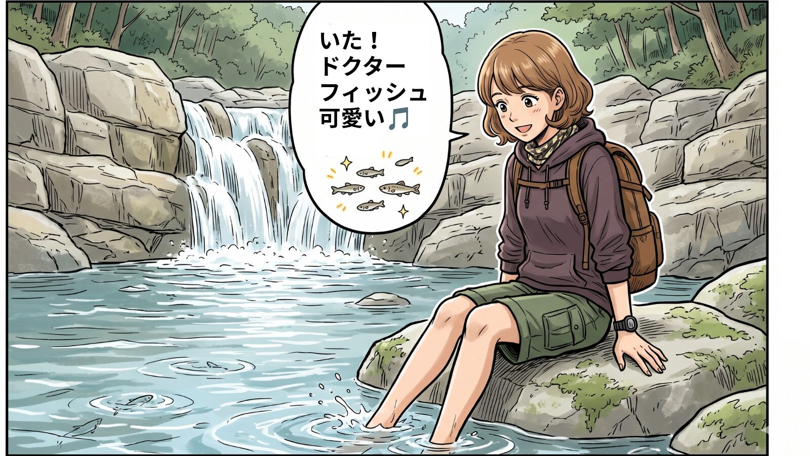ドクターフィッシュと思ったら大きな魚が！コマ1