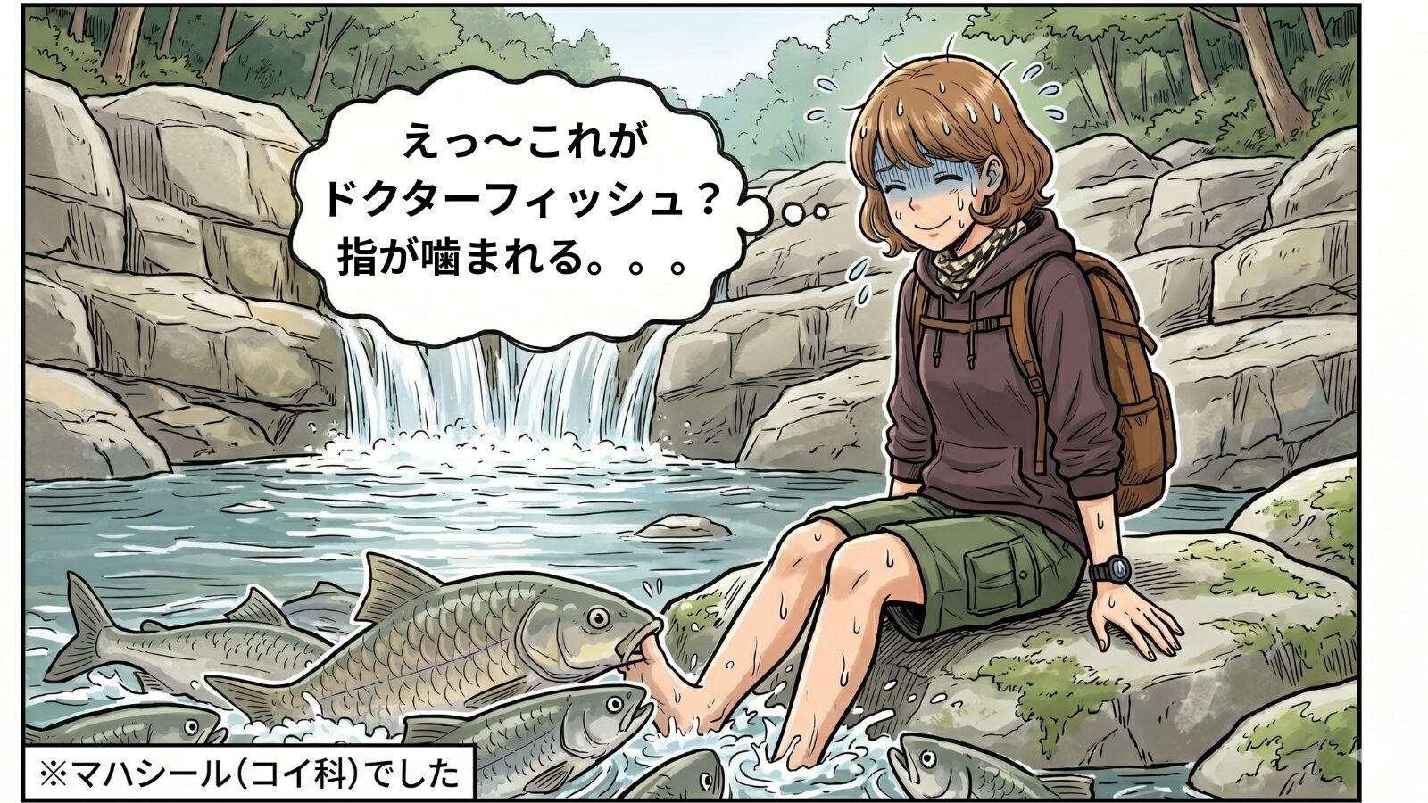 えっこれがドクターフィッシュ？指が噛まれる コマ3