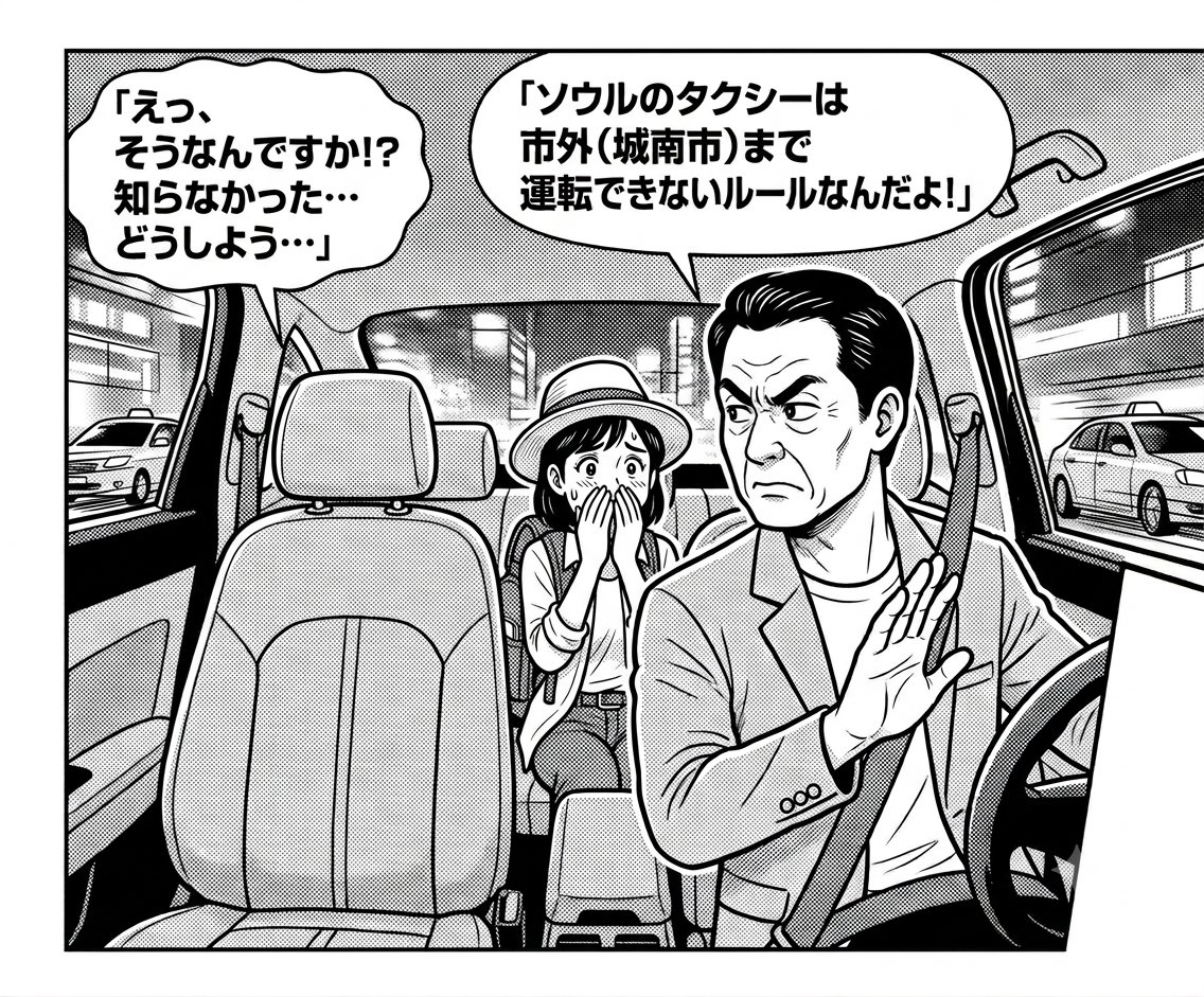 運転手さんがナビ画面を指して行き先を確認する場面